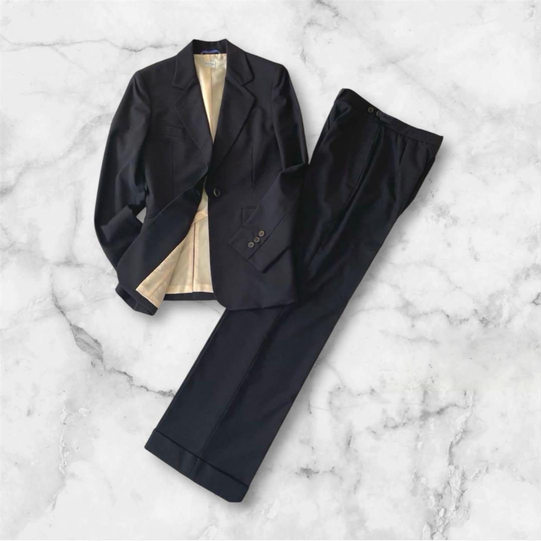 Paul Smith WOMEN ポールスミス　パンツスーツ　黒　セレモニー　毛 ポールスミス ブラック パンツスーツ セットアップ 裏地花柄 スーツ