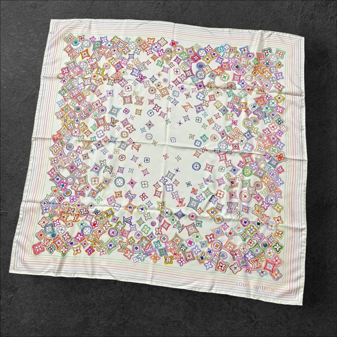 LOUIS VUITTON ホワイト マルチカラー シルク スカーフ 楽天市場】LOUIS VUITTON ルイ・ヴィトン スカーフ シルク ホワイト