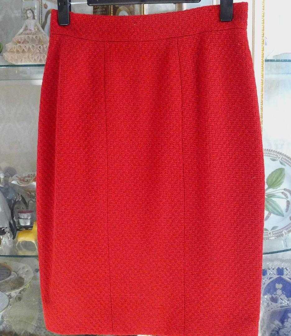 ◇【シャネル】ヴィンテージレッドカラーツィードウールスカート実寸W70㎝◇ 高級感あふれるレッドツイード【シャネル】ロング スカート (CHANEL