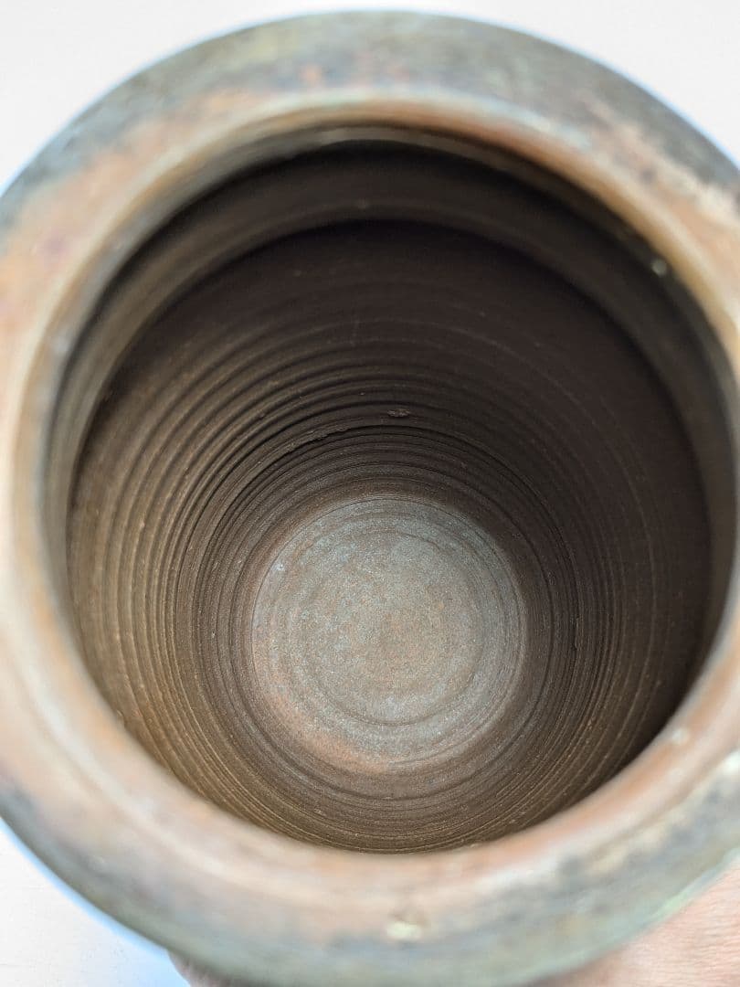 岡山県重要無形文化財 吉本正 備前焼 花入 合箱共布栞 花瓶 花器 花生