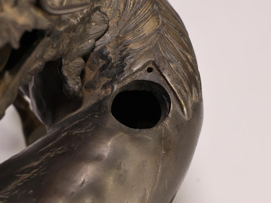 BK441 時代金工 秀雲銘 古銅 麒麟形香炉 高さ29.5㎝ 置物 ブロンズ