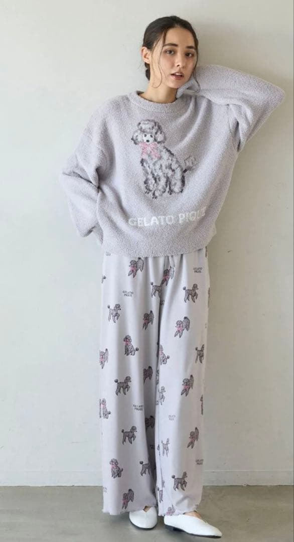 ジェラートピケ　プードル柄ジャガードプルオーバー&ロングパンツ 新品♡ジェラートピケ♡ プードルジャガードプルオーバー&ロングパンツ