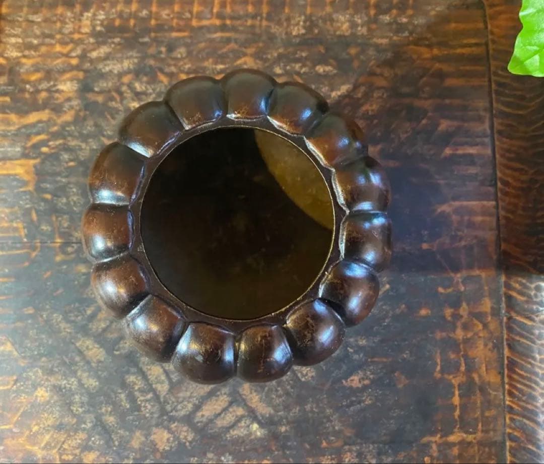 美品 精銅製カボチャ型3足香炉 ミニ色ガラスボトル付 2点セット