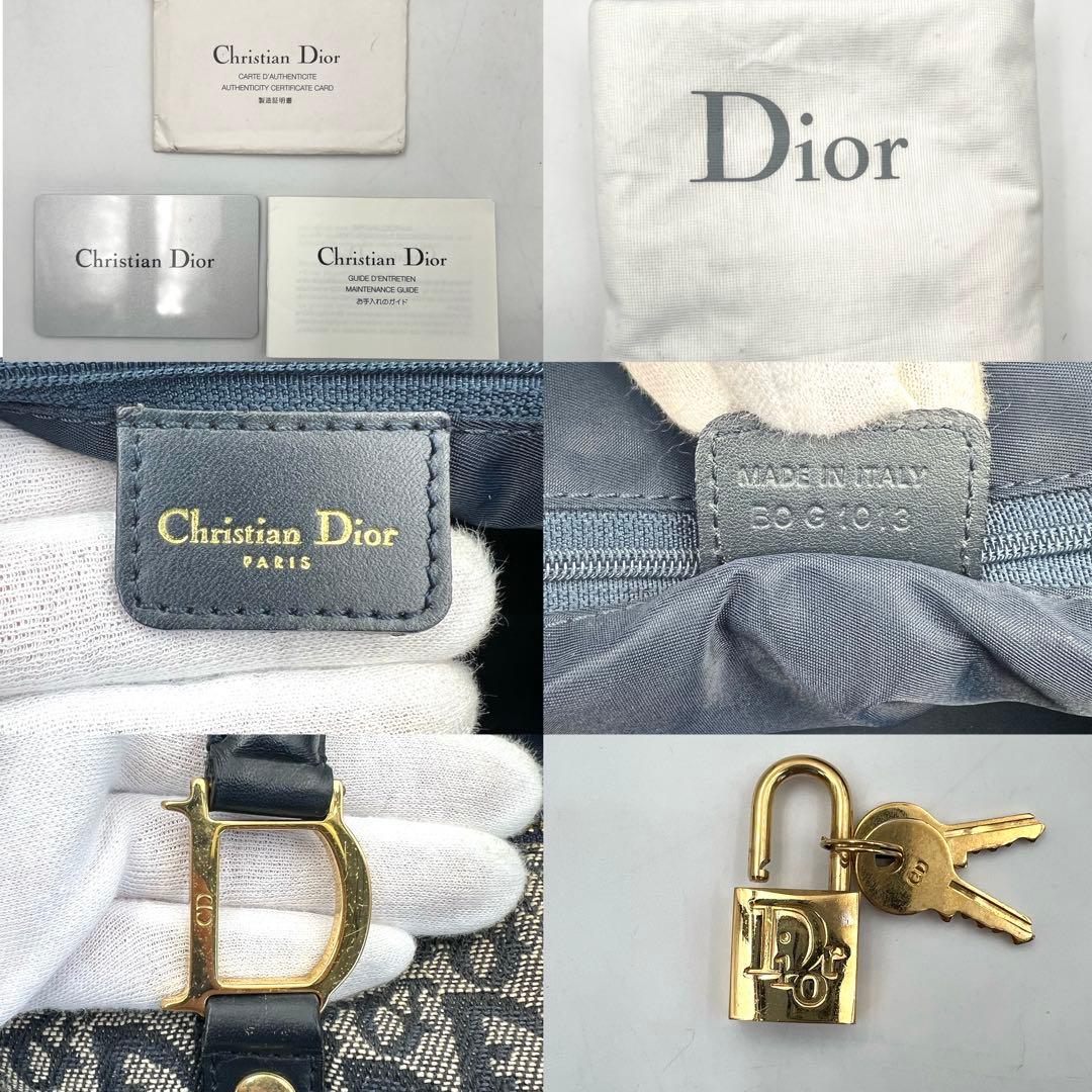 《美品》 ギャラ付 Dior トロッター柄 D金具 ボストンバッグ 南京錠