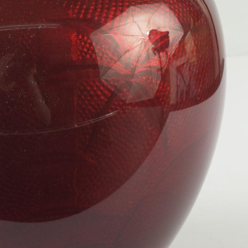 七宝焼 尾張佐藤七宝店謹製 赤透釉 四君子文 花瓶 V 9310