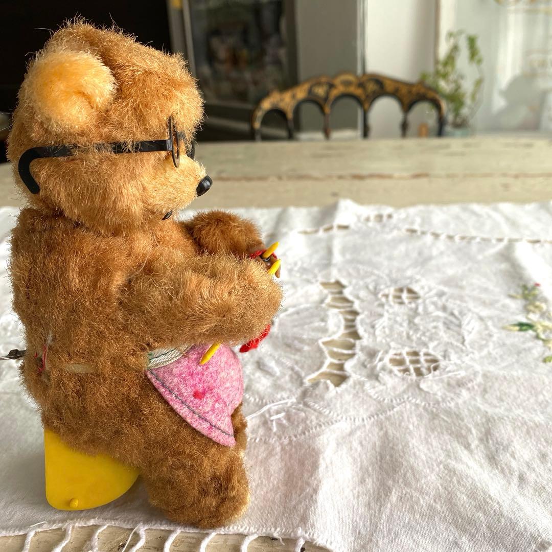 アンティーク　ビンテージベア　ゼンマイ仕掛け　編み物ベア　max carl