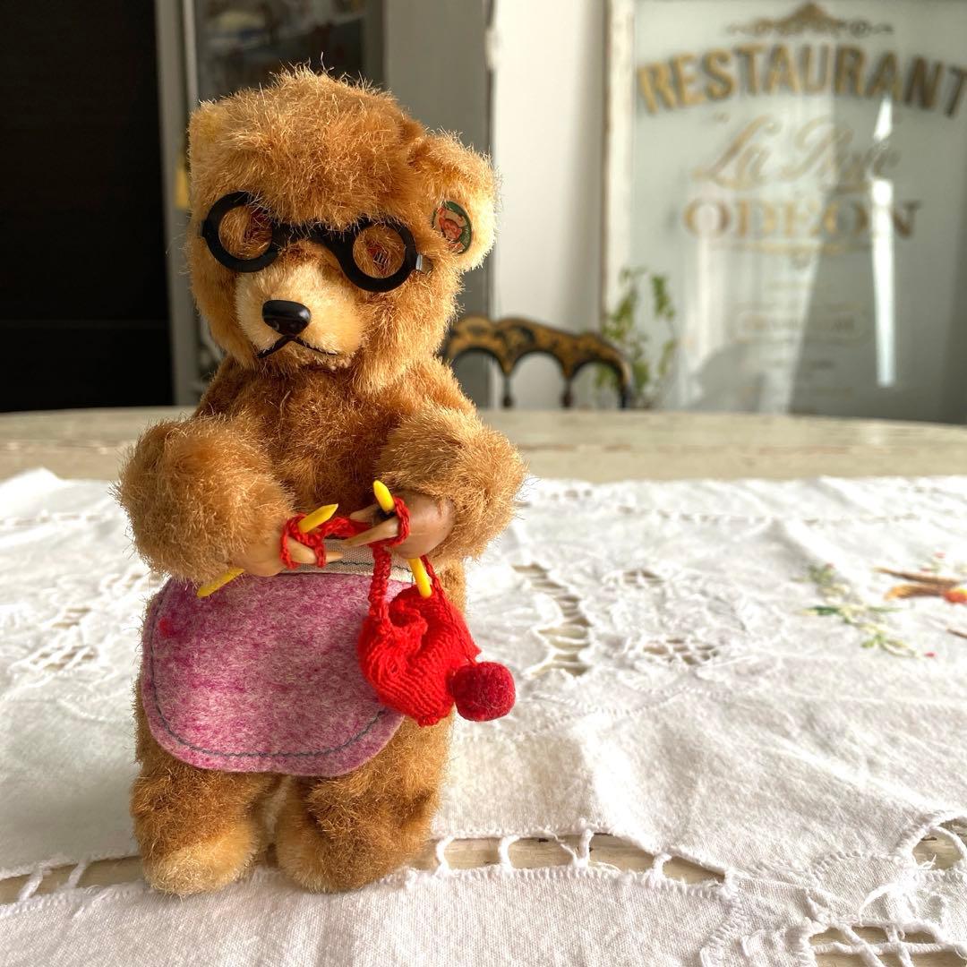 アンティーク　ビンテージベア　ゼンマイ仕掛け　編み物ベア　max carl