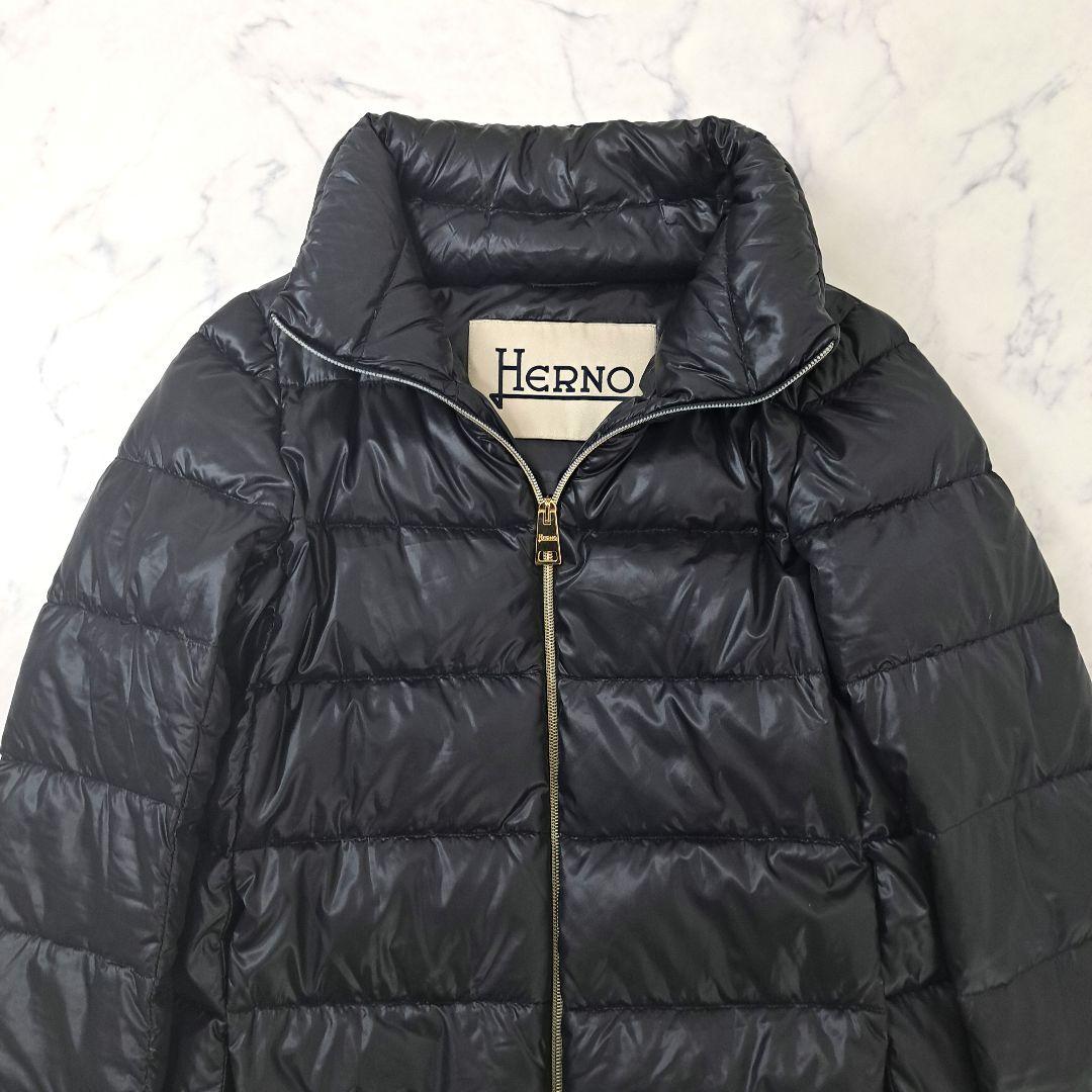 HERNO ヘルノ エコファー 切替 ダウンコート ブラック 40 - メルカリ