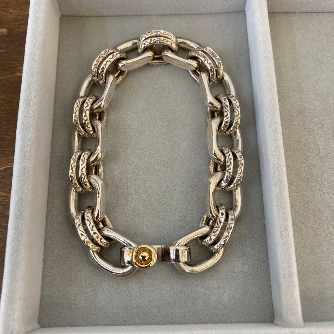 MOTO K18メタル付ウエダハンドメイドチェーンブレスレット（フックタイプ） MOTO K18メタル付ウエダハンドメイドチェーンブレスレット（フック