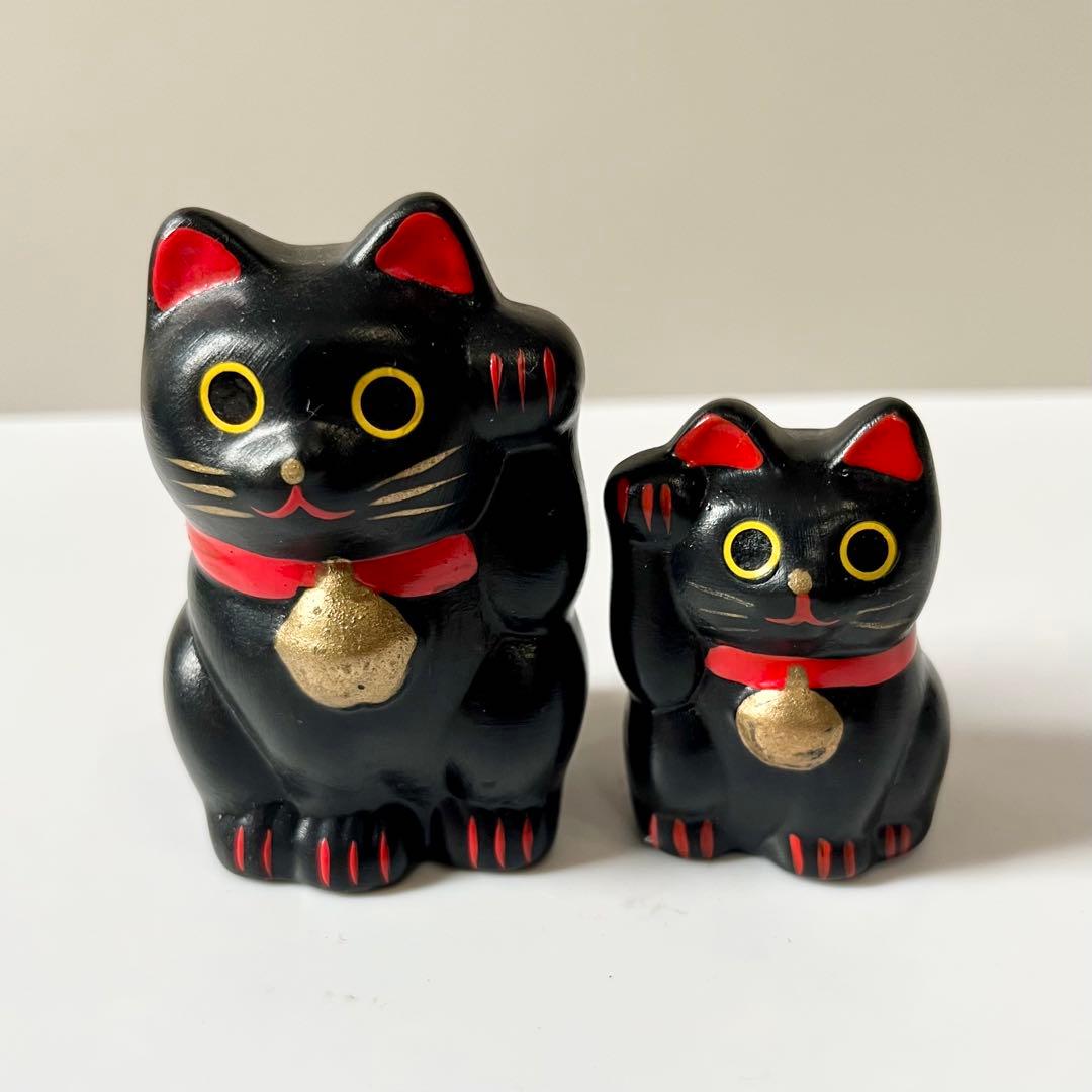 笠森観音 招き猫 黒猫 陶器 置物 - メルカリ