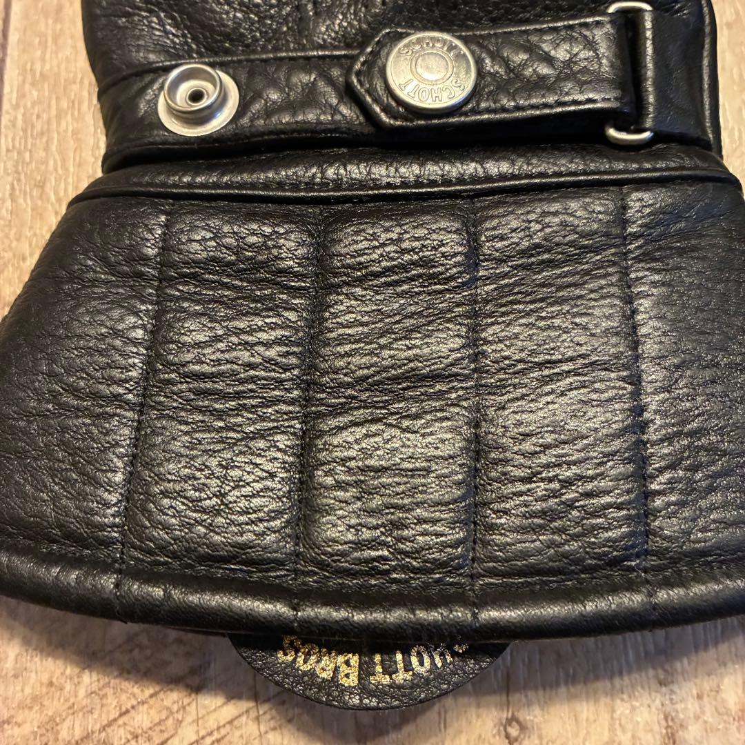 極暖】SCHOTT ボア レザー グローブ Lサイズ ブラック ガントレット SCHOTT