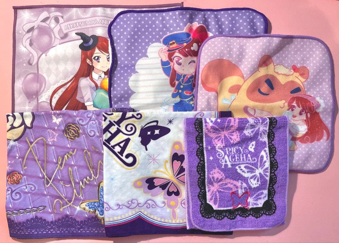 アイカツ！ 紫吹蘭 スパイシーアゲハ ハンドタオル ハンカチ 6枚セット