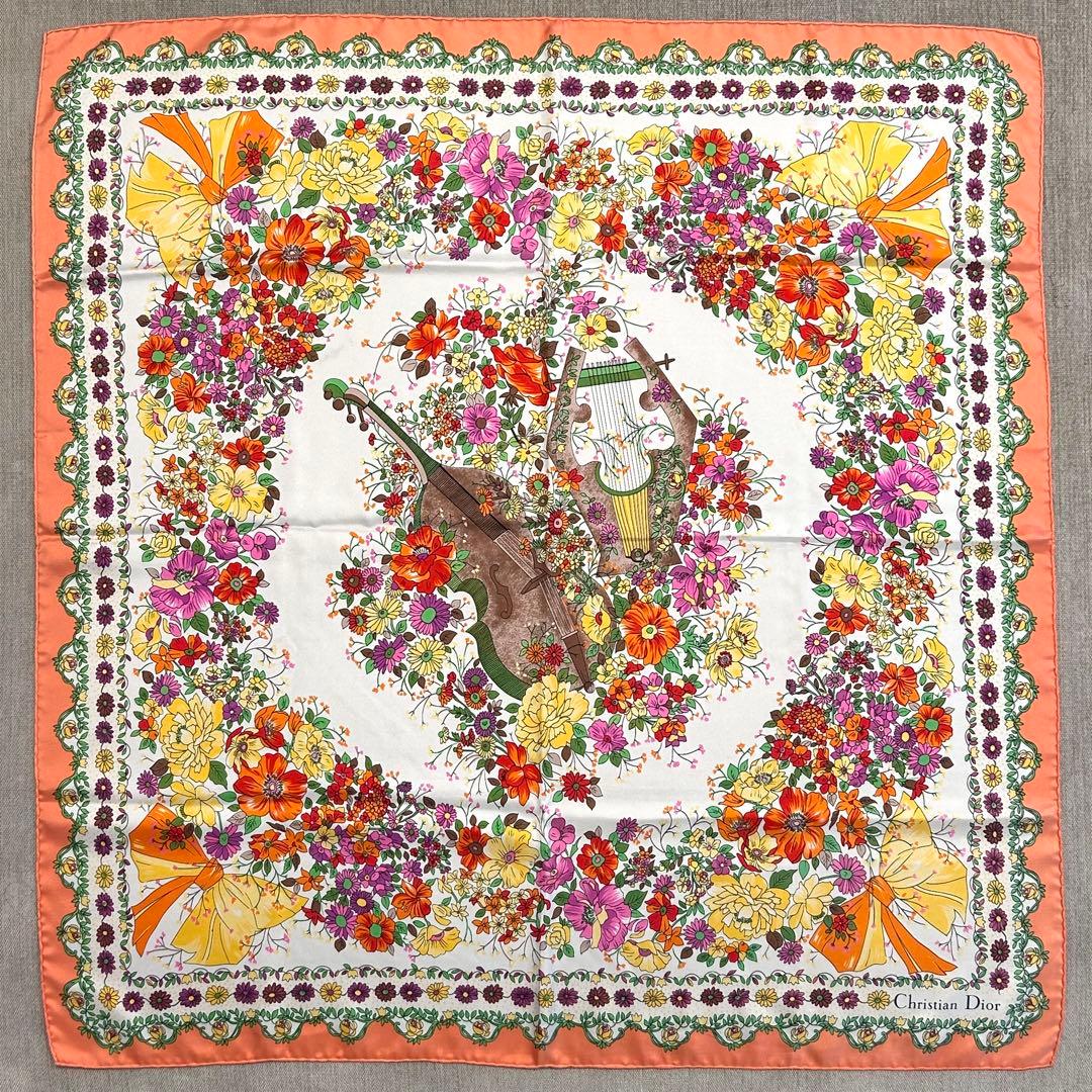 【極上美品】正規店購入品 クリスチャンディオール シルクスカーフ ヴィンテージ Christian Dior - 希少 訳あり クリスチャンディオール ストール