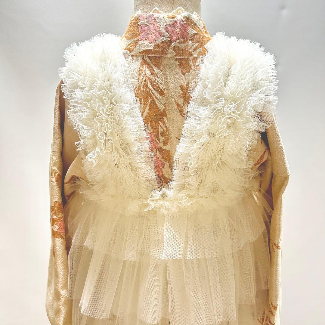 2点おまとめ【アイボリーフリル】チュール被布 被布ドレス 七五三 被布