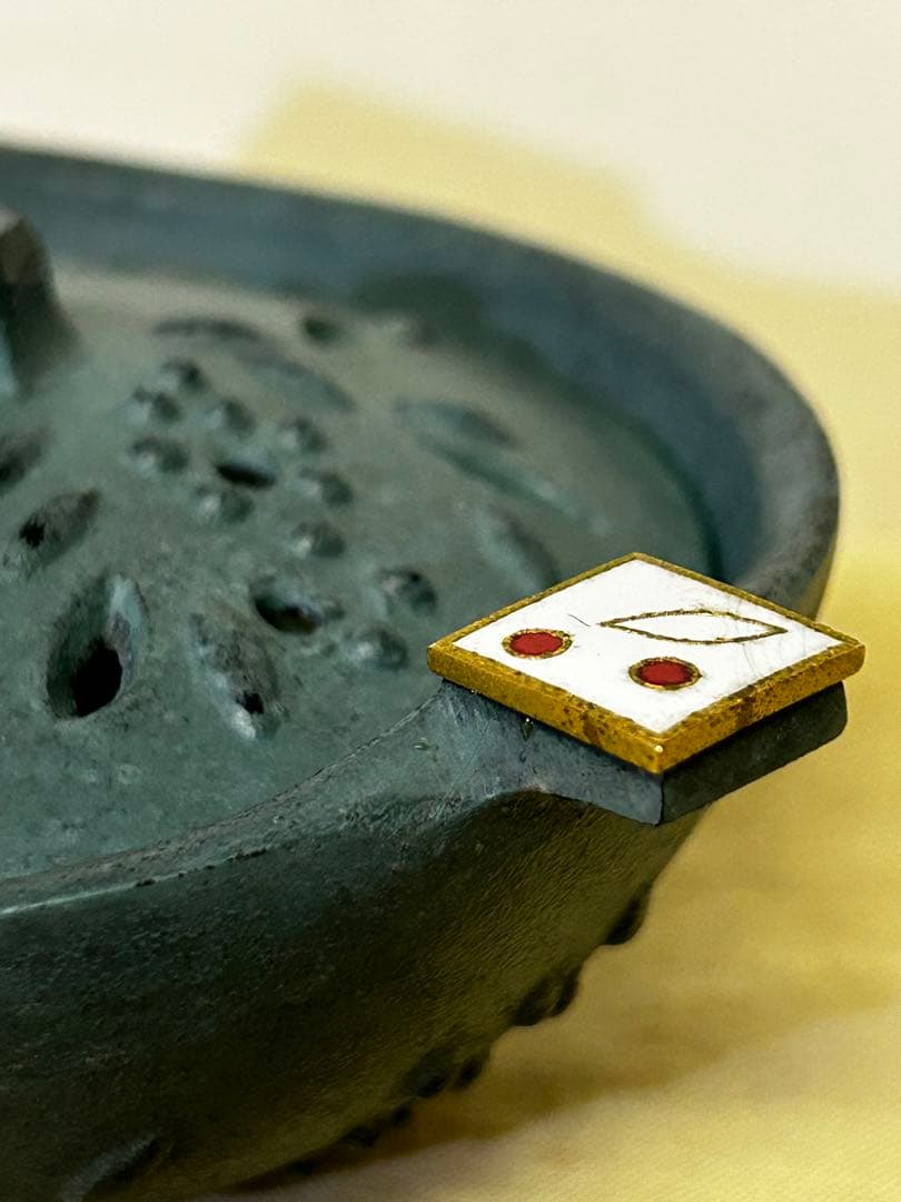 期間限定値下げ 1989年製 石黒 鏘ニ 作 青銅製 手付 香炉「南天