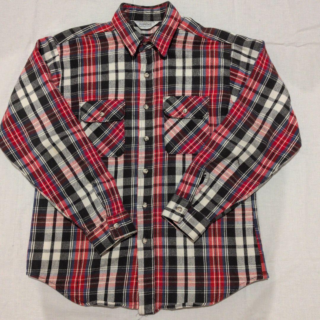 FIVE BROTHER ネルシャツ 70〜80s Lサイズ 黒×白青赤チェック - メルカリ