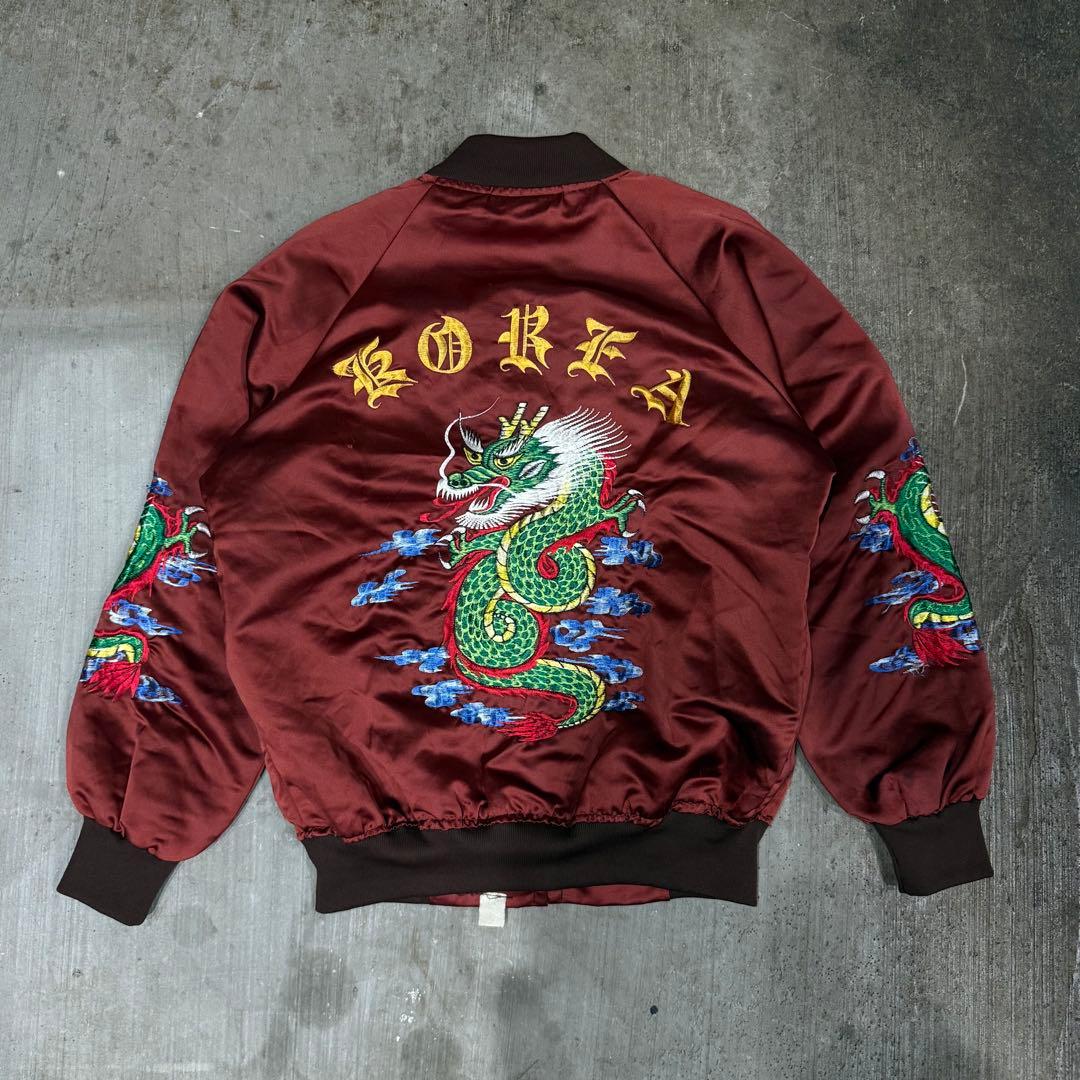 80's コリジャン KOREA 刺繍 スカジャン ドラゴン 龍 短丈 y2k - メルカリ