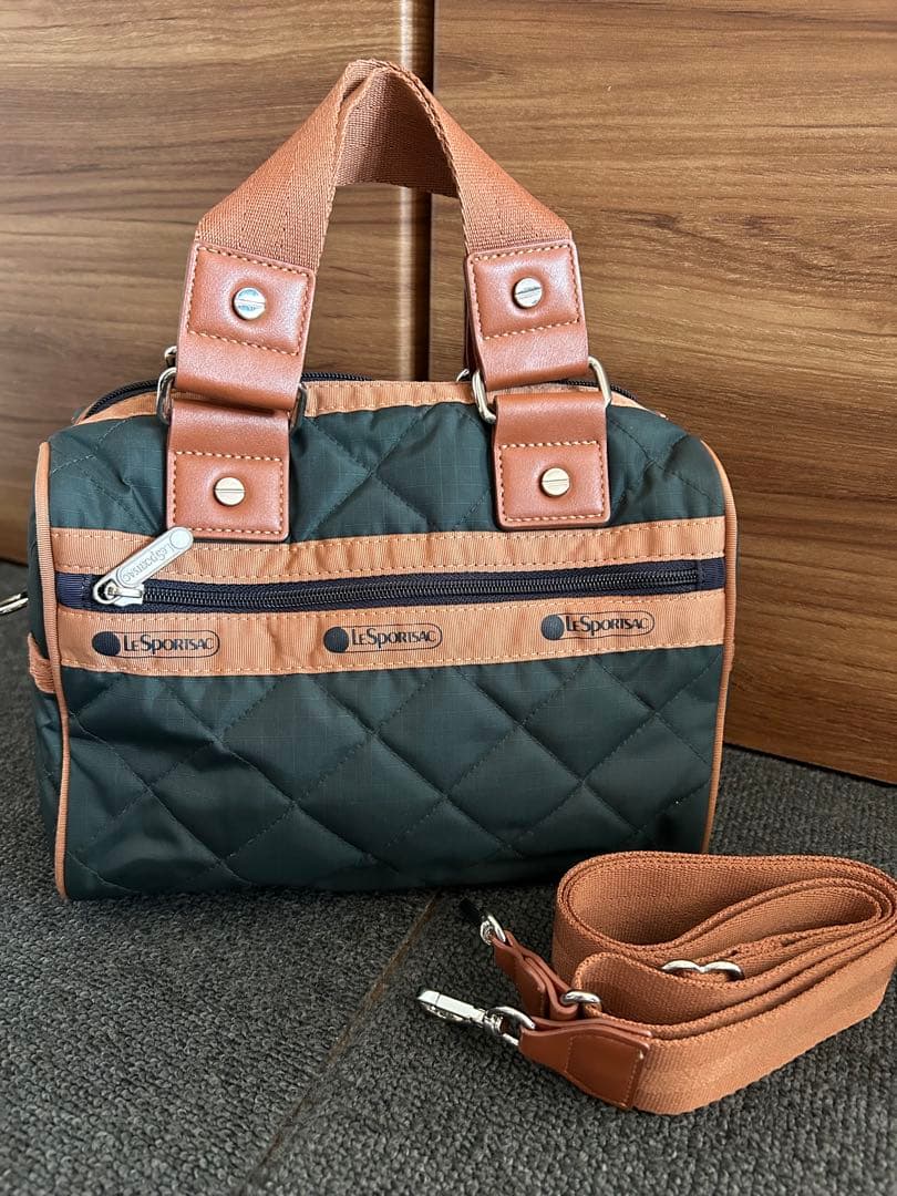 LeSportsac 神崎恵コラボ ボストンバッグ ディープグリーン