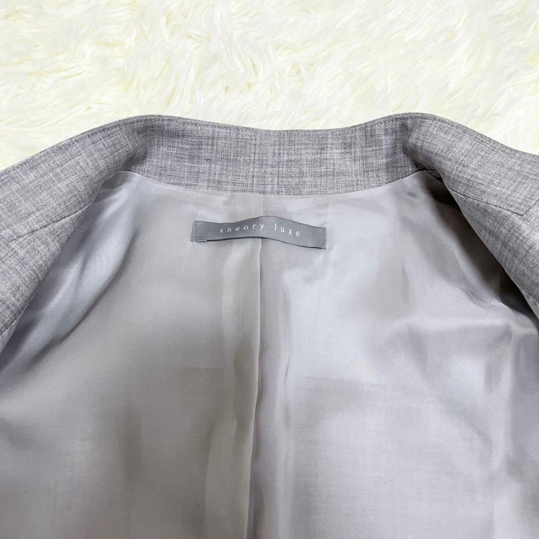 美品 Theory luxe スカートスーツセットアップ ノーカラー グレー