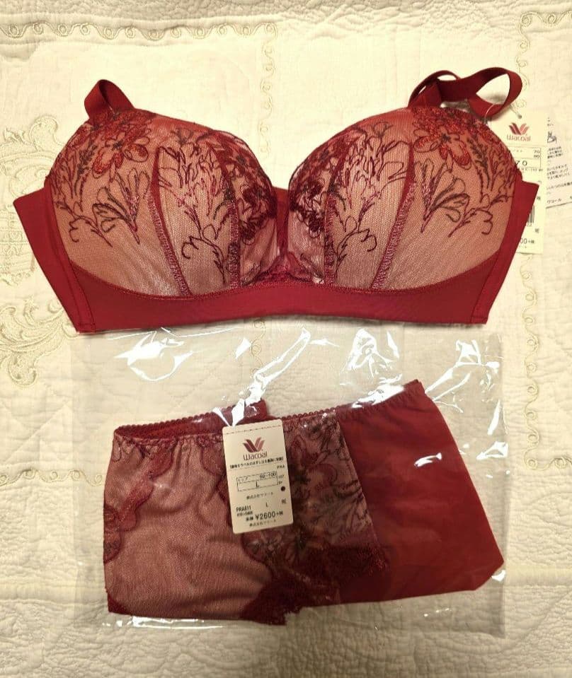 専用ですワコールスハダワン　ブラとパンツ赤と黒 SUHADA ワコール ONE スハダ ワン ペアショーツ PRA131ML ハイレッグ