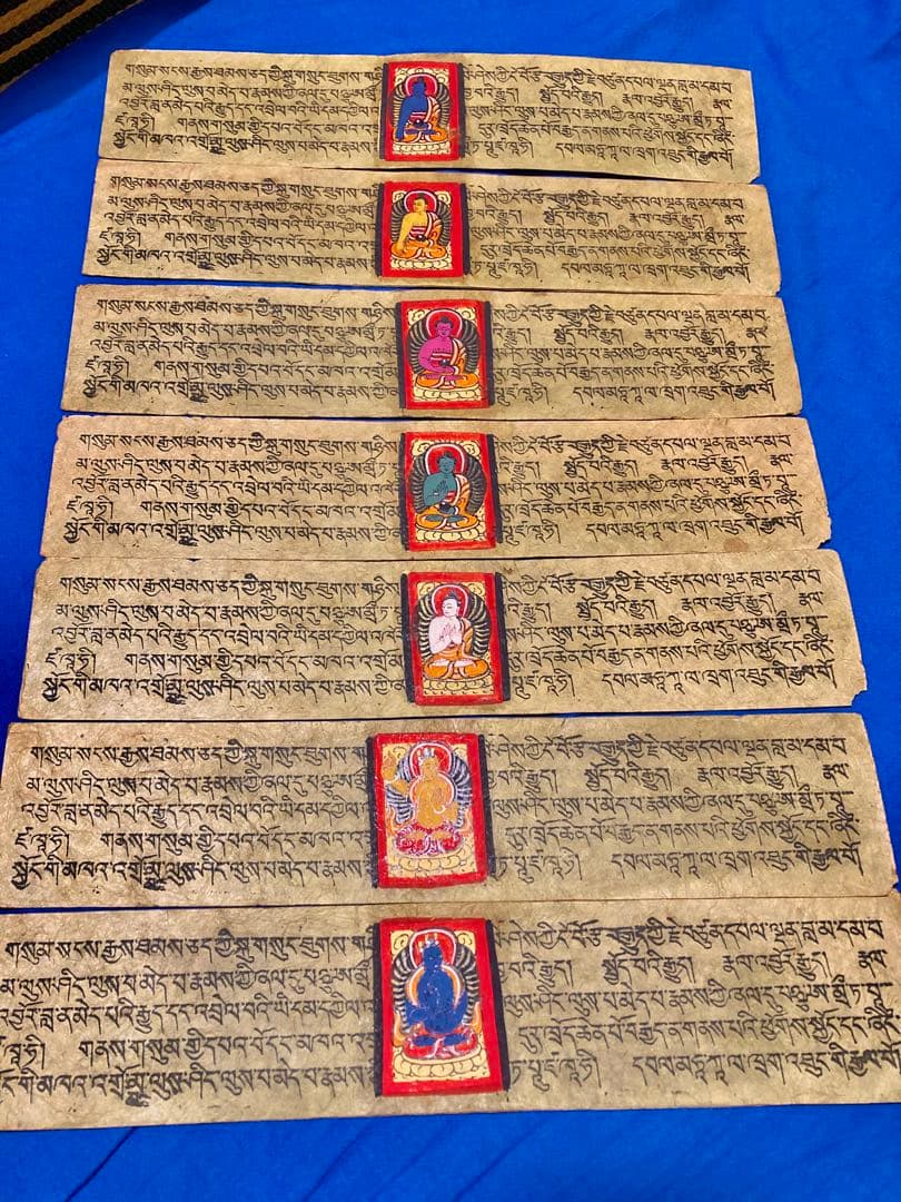 チベット語経典 手描きの仏像 9枚 48908265fbf422630f13f2fbe5cffa