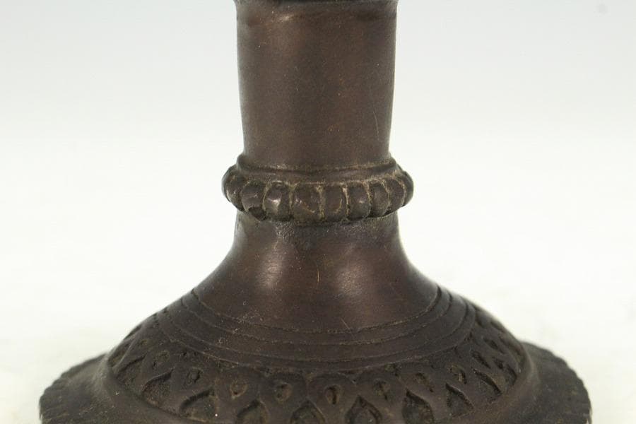 仏教美術 銅 蓮花 持香炉 蓮燭台 二件(K-LC970) - メルカリ