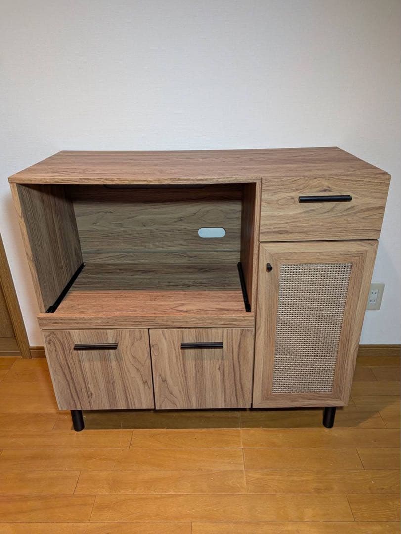 ■送料込■VENTOTA ラタンロータイプキッチンカウンターキッチン収納棚 木製 LOWYA（ロウヤ） 食器棚 ロータイプ キッチンカウンター キッチン収納