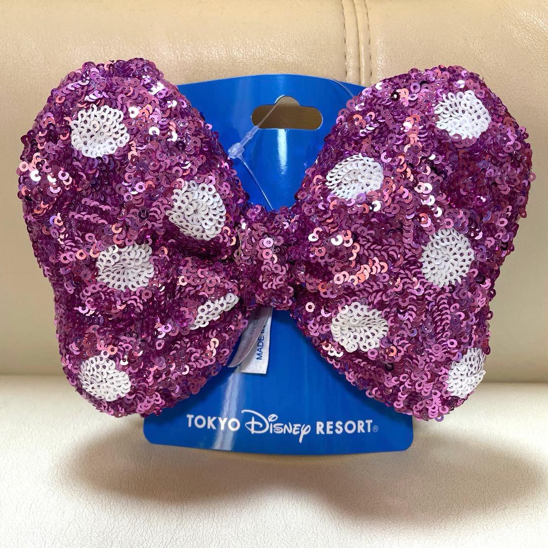 ディズニー リゾート ミニーちゃん スパンコール ヘアゴム ヘアポニー