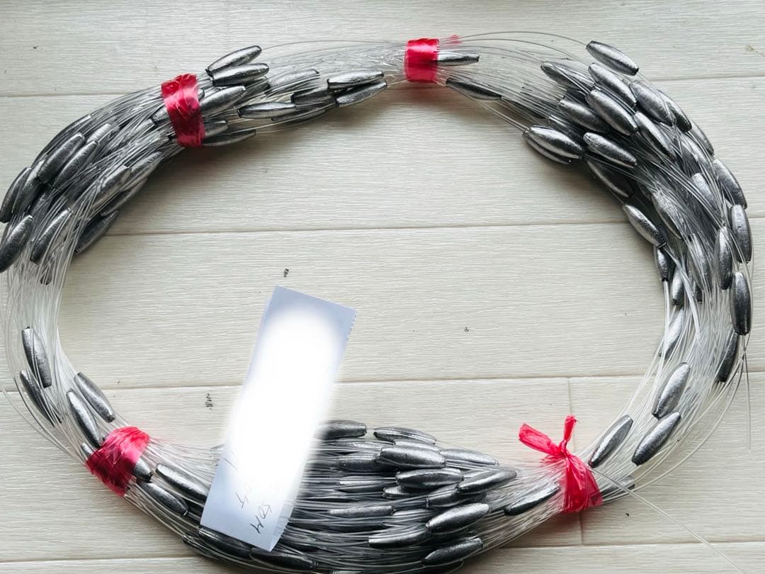 ビシ鉛 60m 2匁300個間隔20cm強力ナイロン80号2.43kg