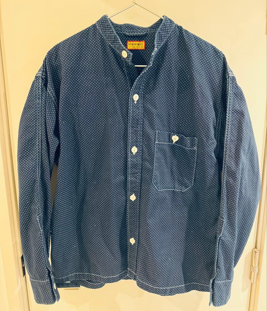 トップス HUMAN MADE INDIGO STAND COLLAR SHIRT Plain Indigo Linen Weekend Fit Shirt with Stand Collar – Turnbull
