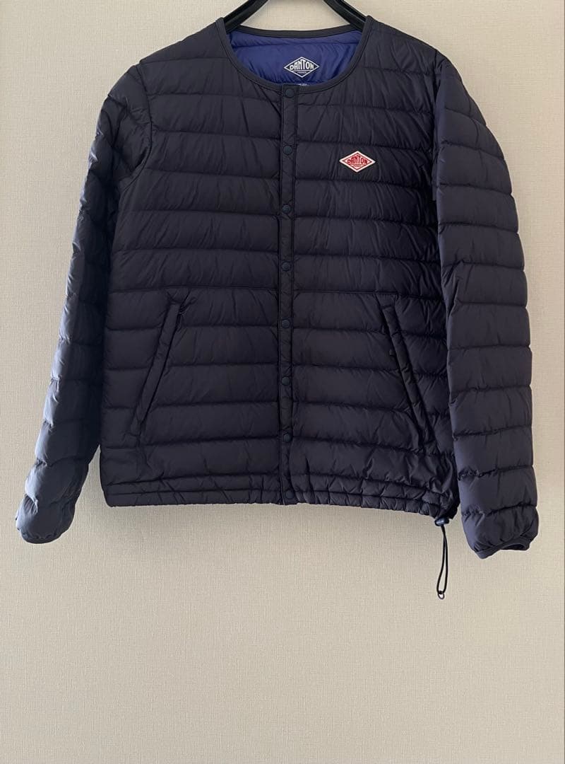 DANTON インナーダウンジャケット ノーカラー メンズ 40 ネイビー