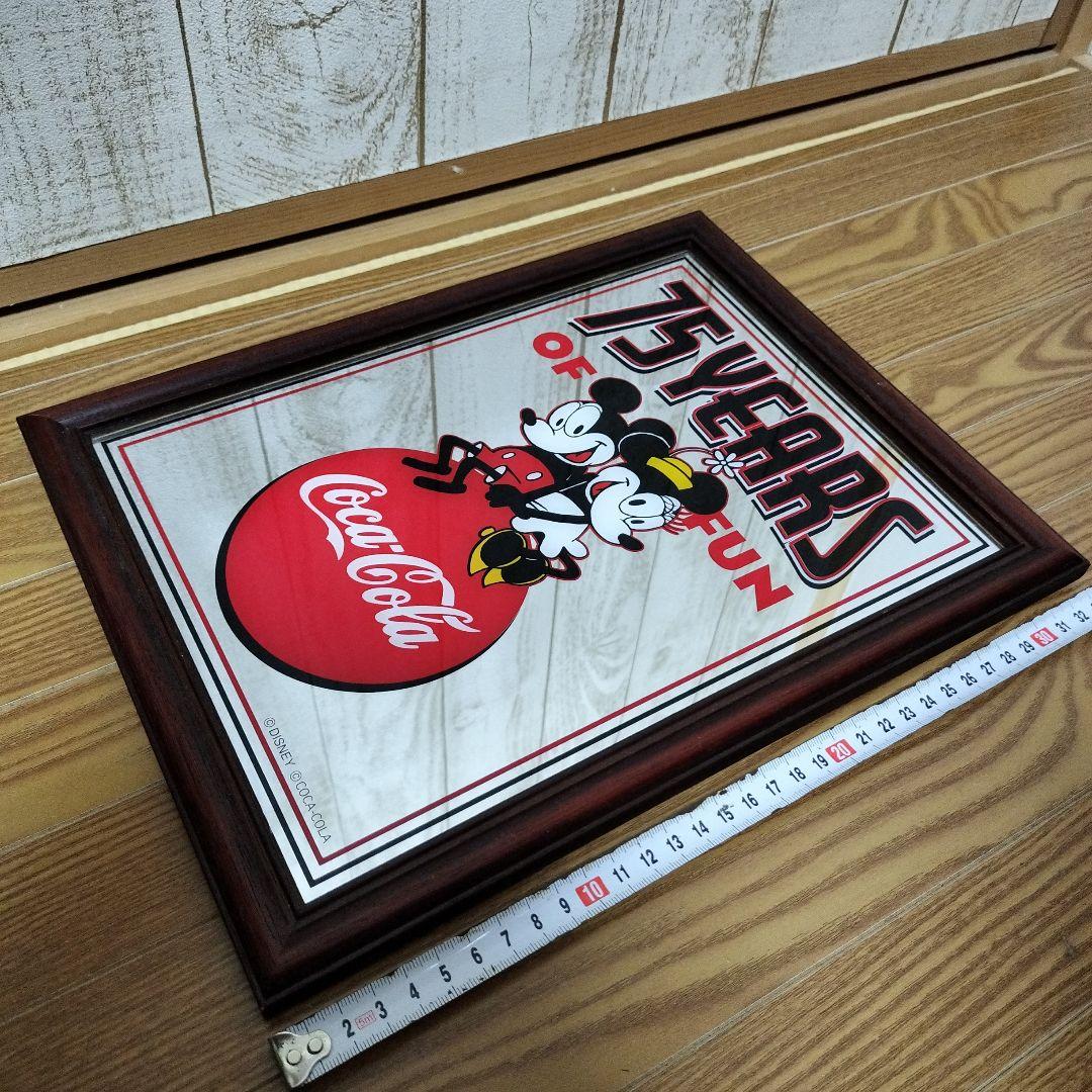 ディズニー ミッキー ミニー コカ・コーラ パブミラー 壁掛け鏡 75周年