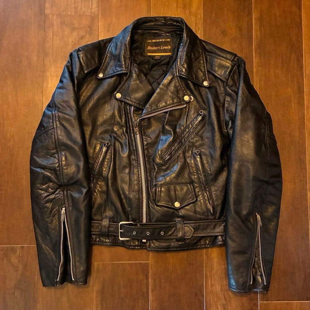 70s vintage レザーダブルライダースジャケット 古着 - メルカリ
