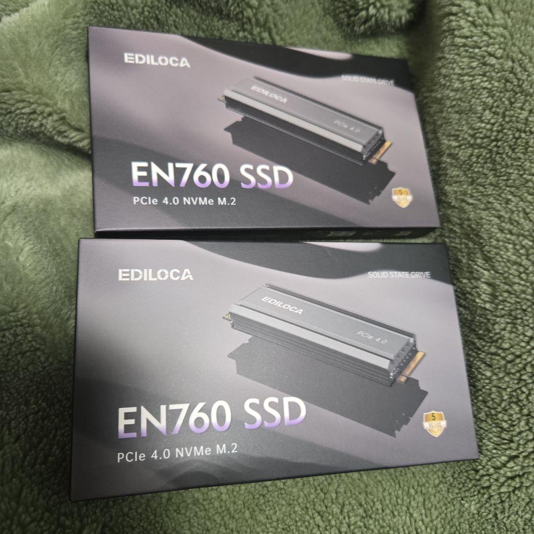 新品 EN760 SSD NVMe M.2 500GB×2枚　計1TB Amazon | Ediloca EN760 SSD ヒートシンク付き 2TB PCIe Gen4x4 NVMe M