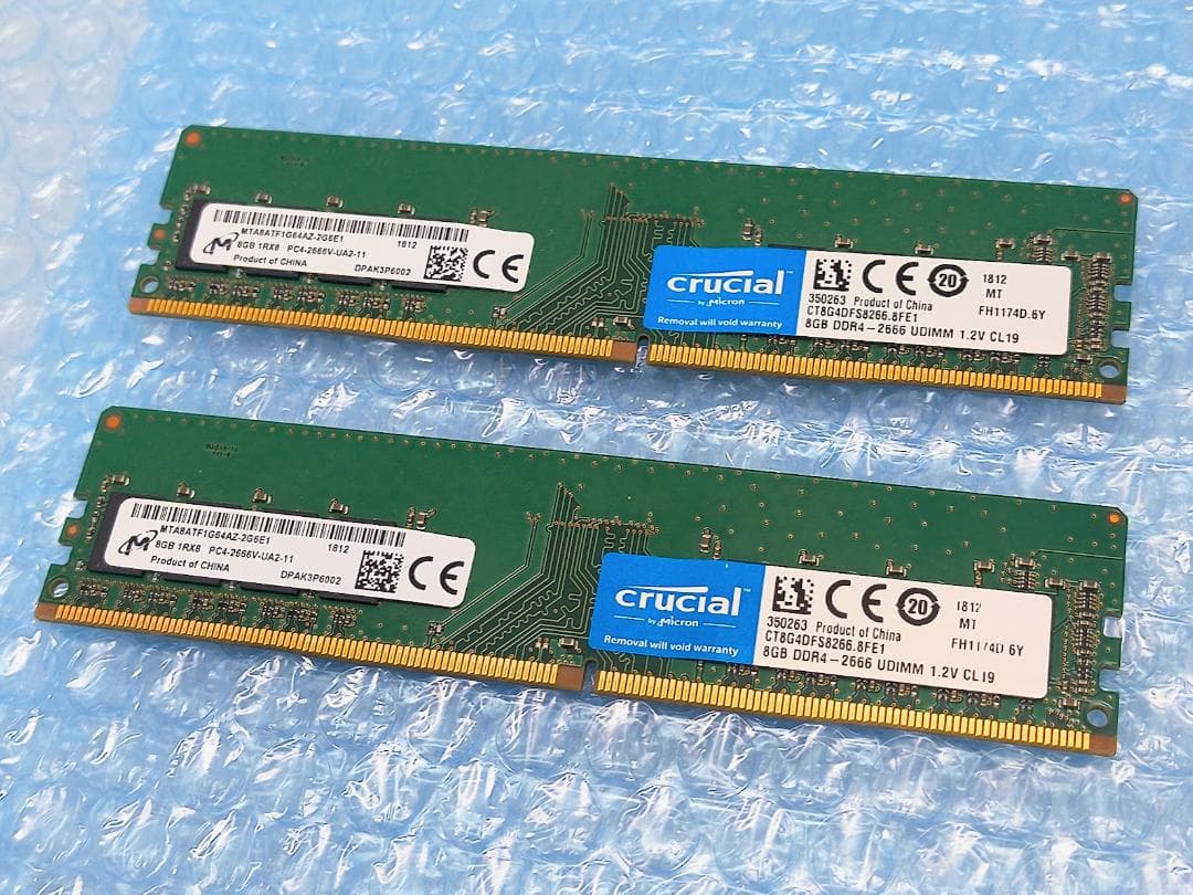 動作確認済】Crucial DDR4-2666 メモリ 16GB（8GB×2） - メルカリ