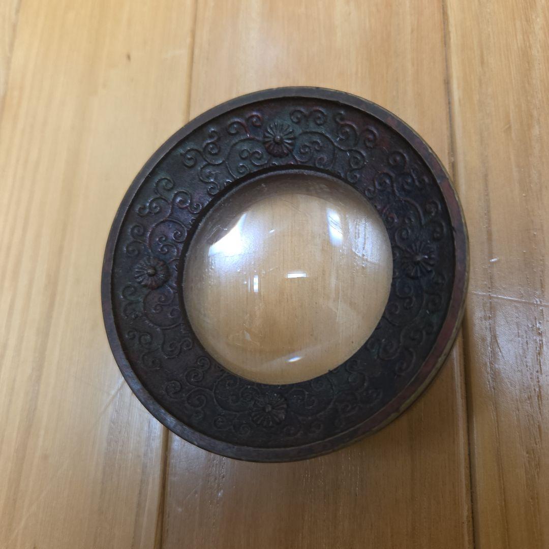 真鍮製？のアンティークな珍品　拡大鏡とフリーカップ2点セット➕️オマケ付き