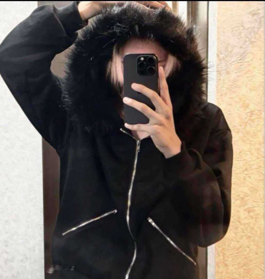 ファー付き パーカー y2k グランジ パンク opium - メルカリ