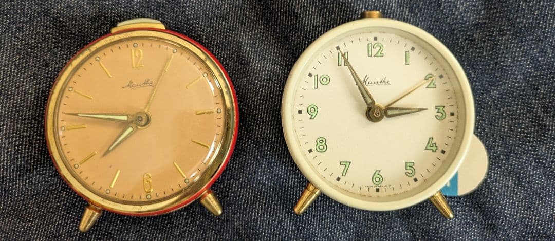 おまとめお取引用 マウテ 目覚まし時計 丸型 朱色&ペパーミントセット