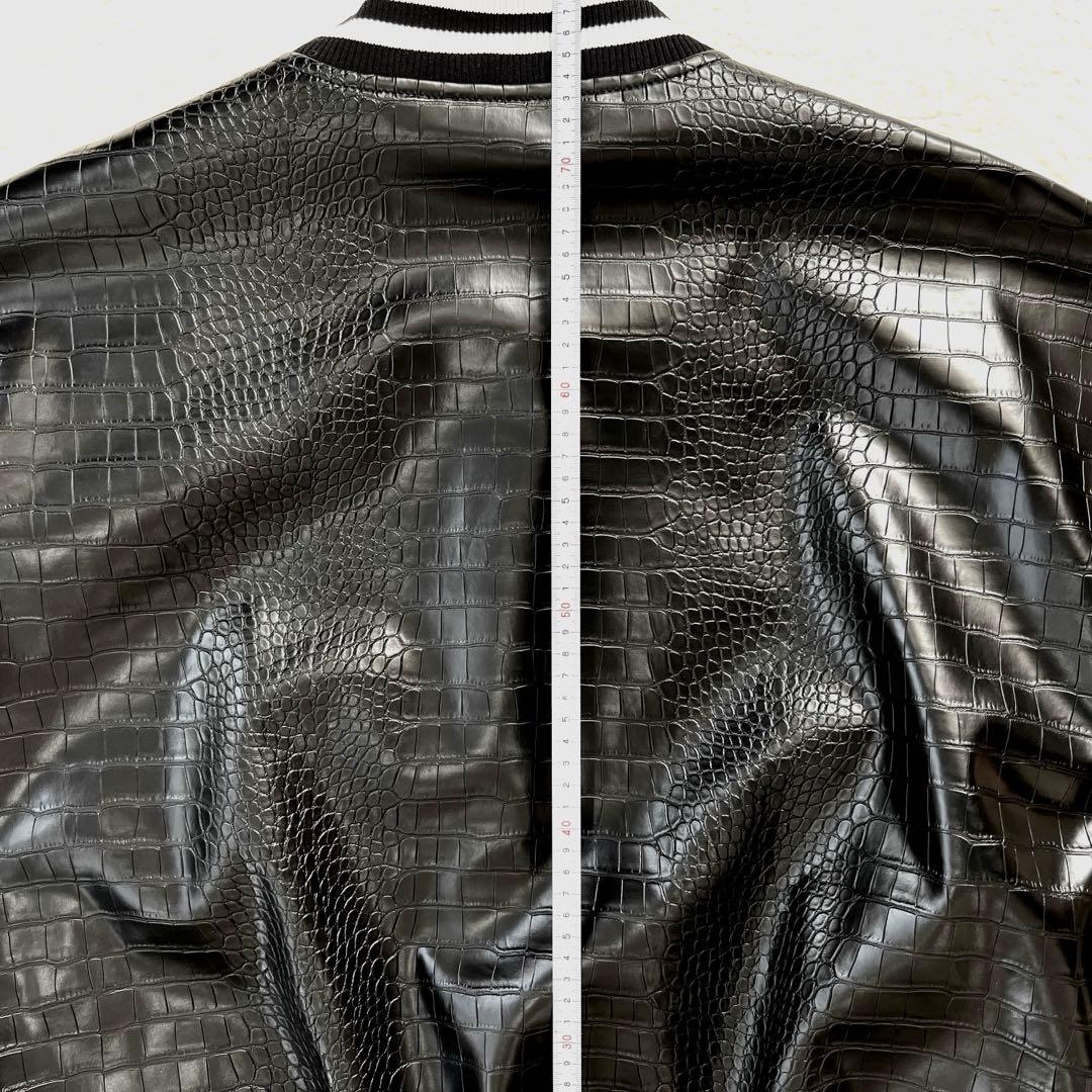 極美品✨ FUBU フェイクレザー スタジャン フブ 黒 パイソン クロコダイル