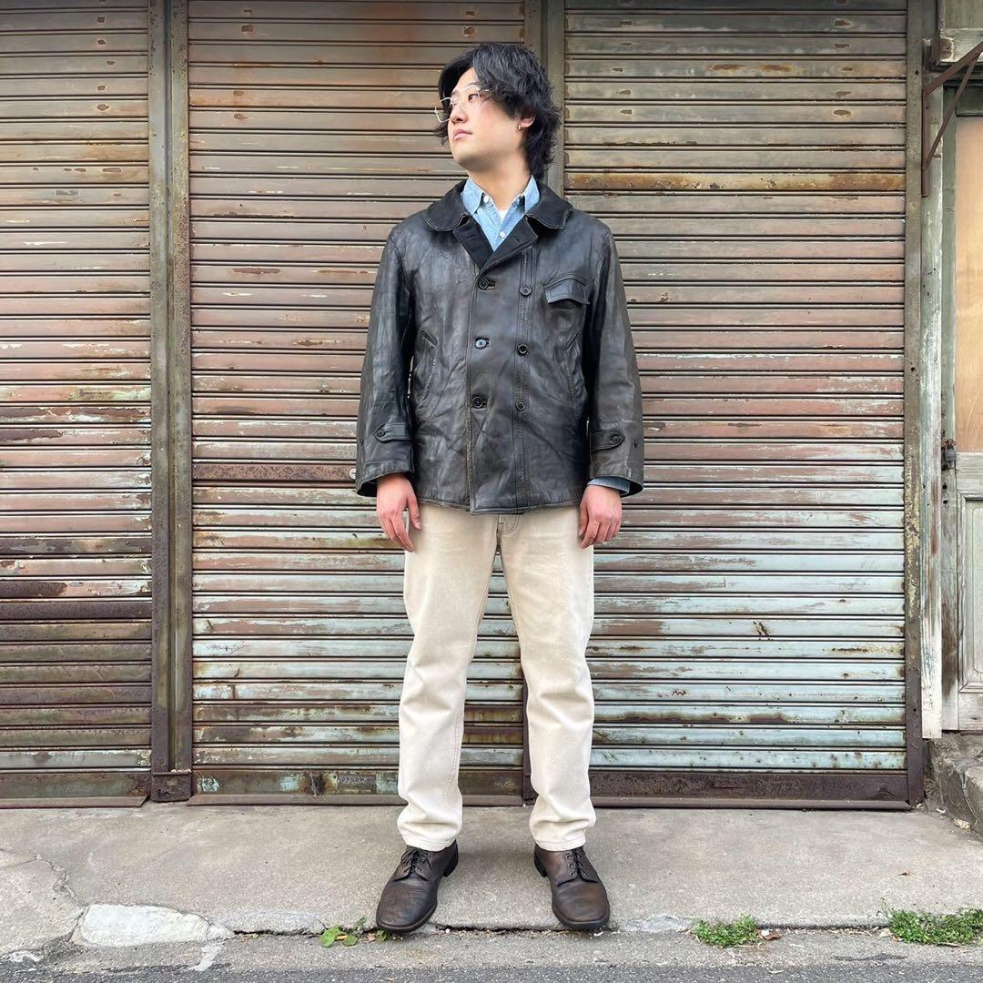 40s Noel Cuir フランス製 コルビジェジャケット ウール襟 L - メルカリ
