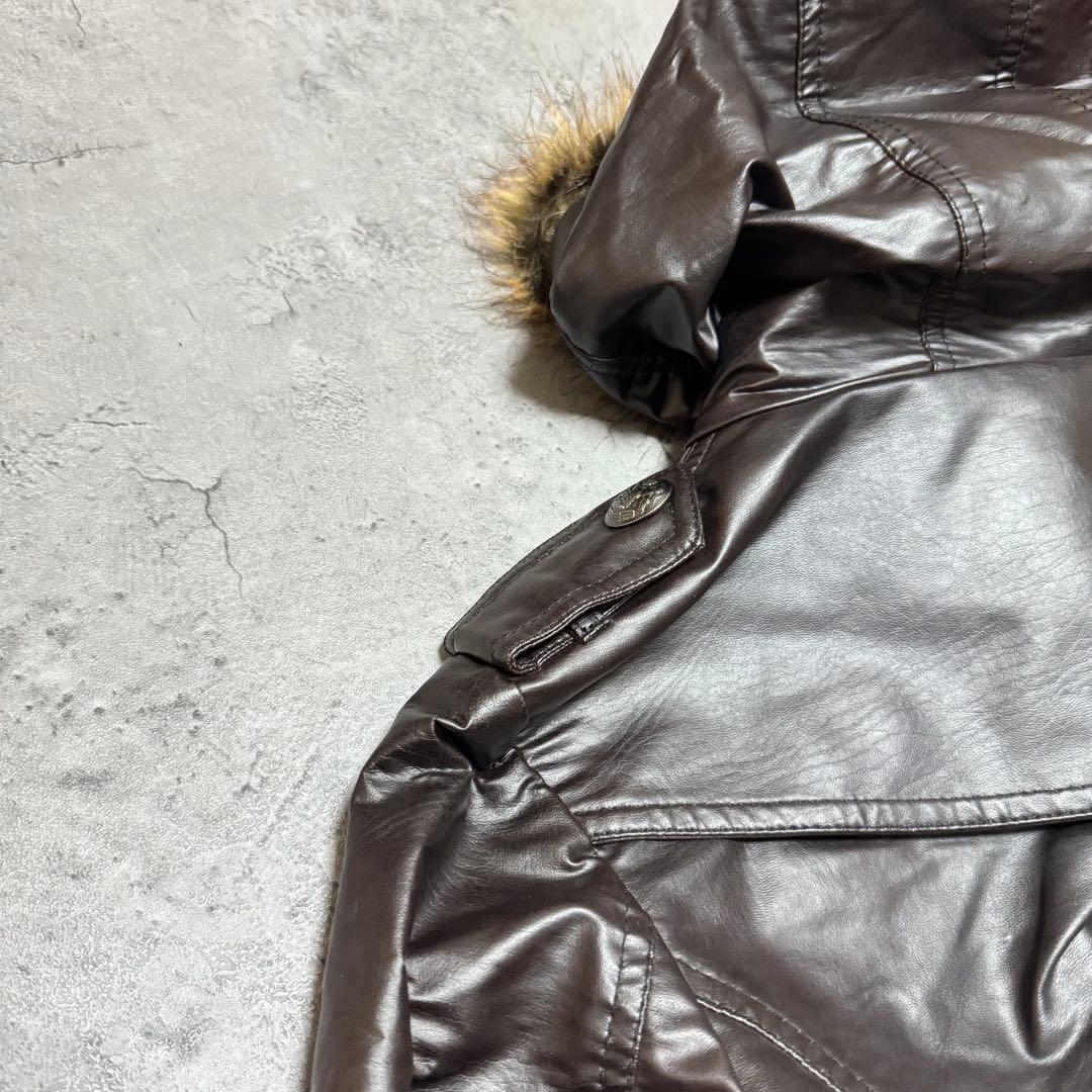 Y2K 短丈 ファー フェイクレザージャケット光沢 平成 お兄系 - メルカリ