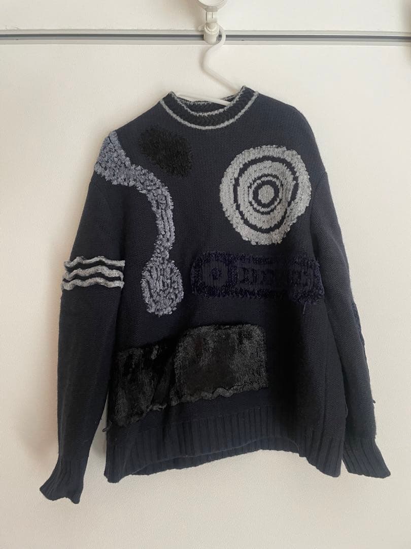mamekurogouchi 縄文パターンニット ネイビー サイズ1 - メルカリ