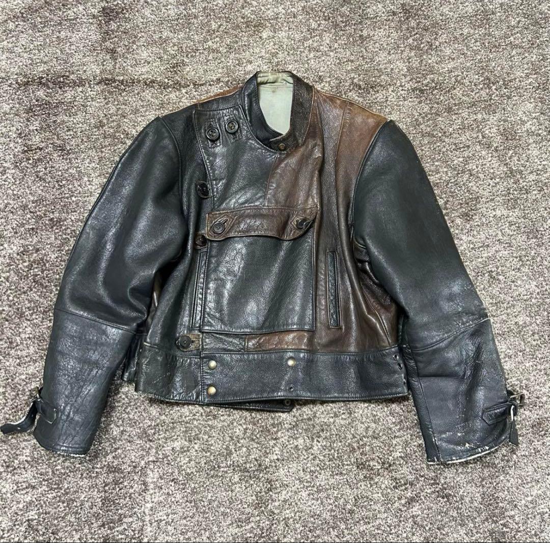 50's スウェーデン軍 モーターサイクルジャケット レザー 古着 貴重