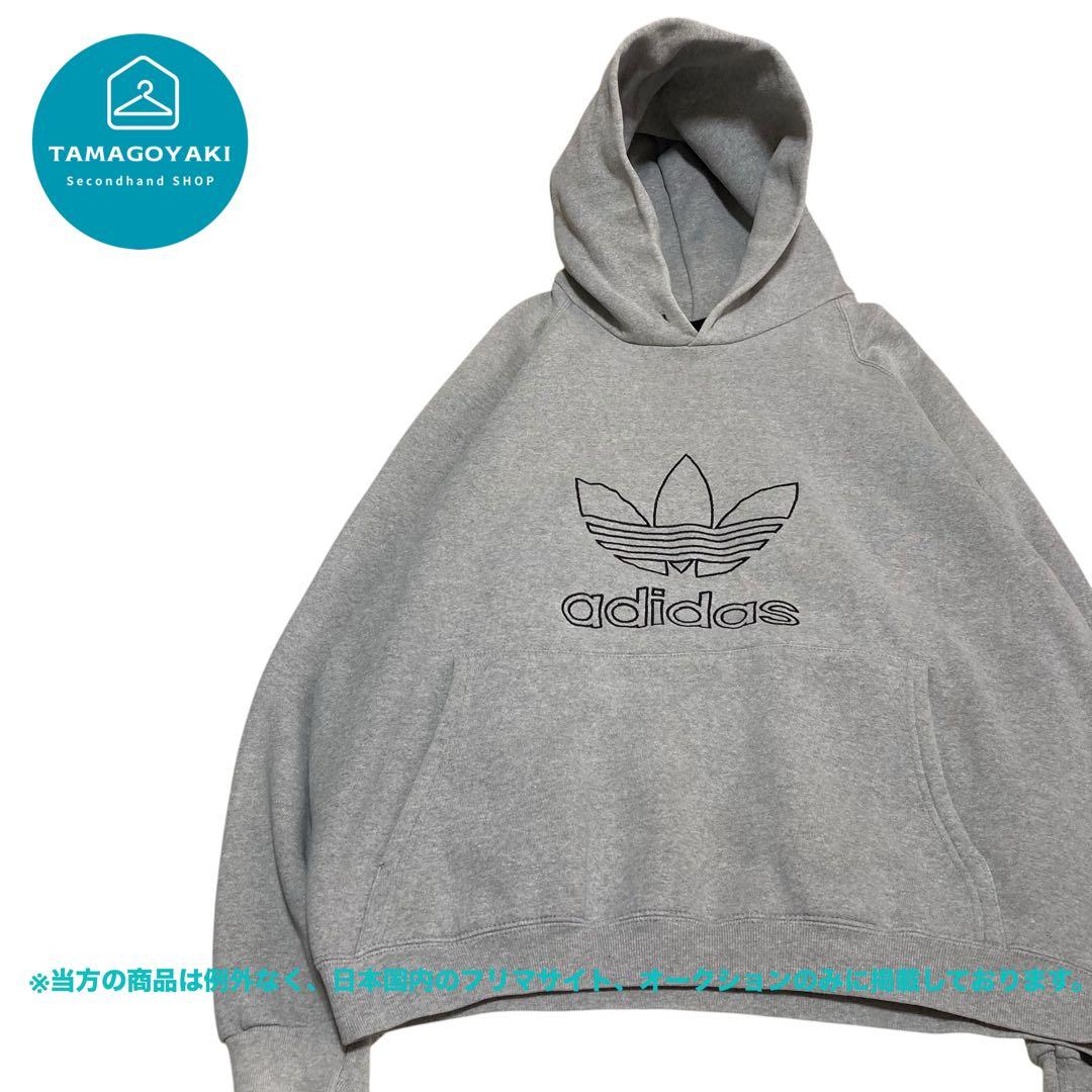 アディダス スウェット パーカー トレフォイル 万国旗 刺繍 センター