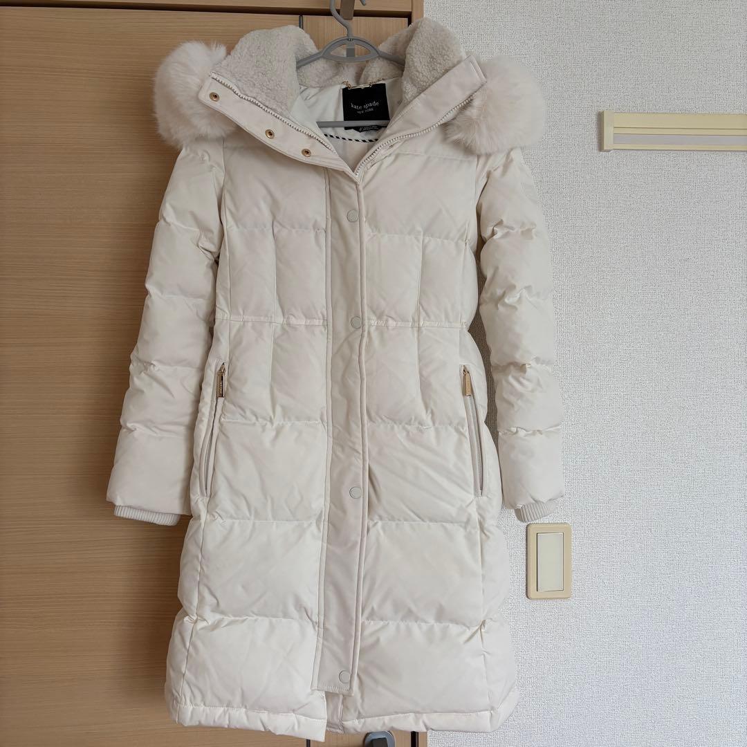 Kate Spadeケイトスペード フード付きロングダウンジャケットホワイト