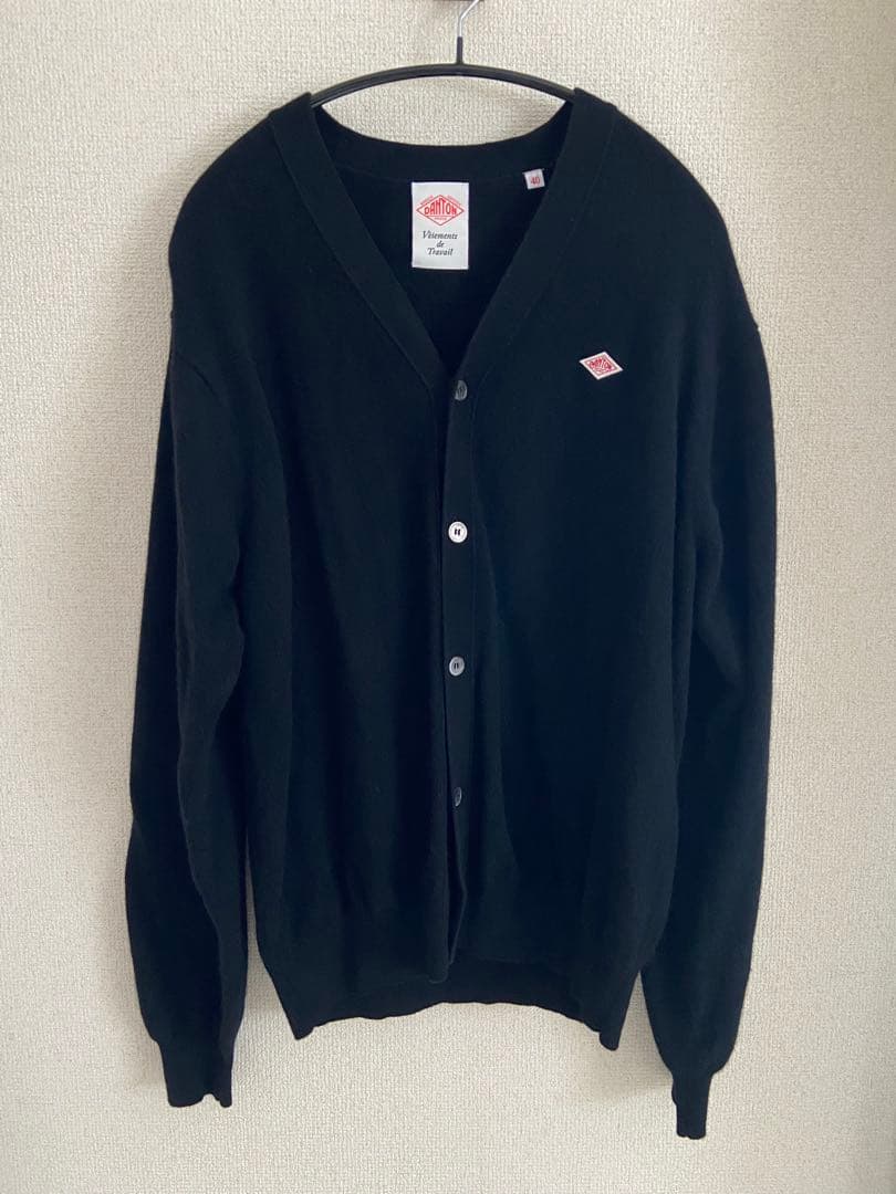 DANTON ラムウール Vネックカーディガン ブラック ユニセックス 40