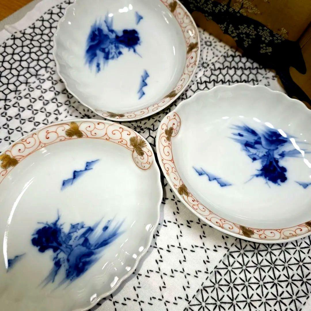 源六焼 富永源六 鮑型/アワビ 銘々皿 3枚 三つト