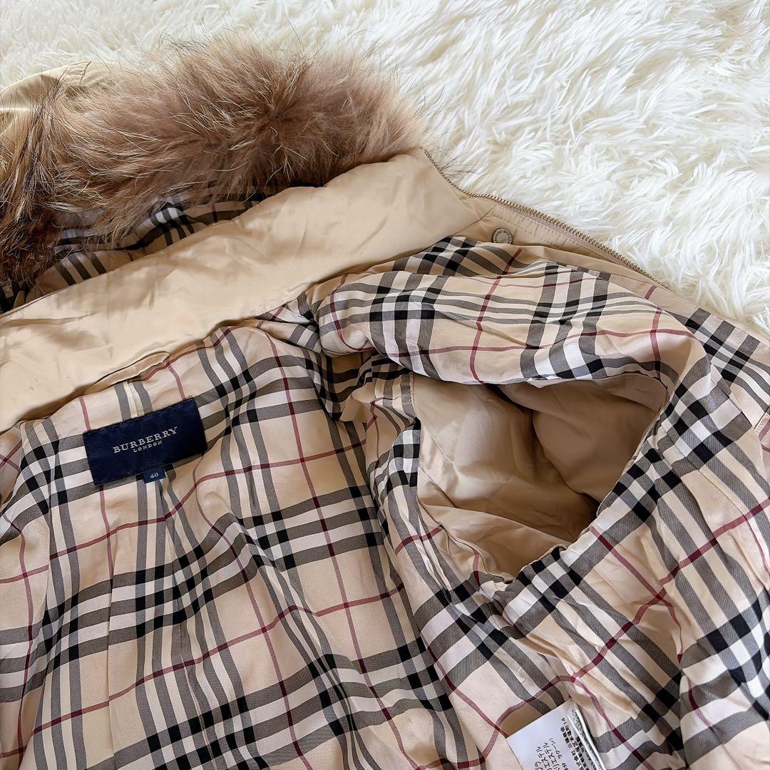 バーバリーロンドン】ファーフード3WAYダウンコート ベージュノバ