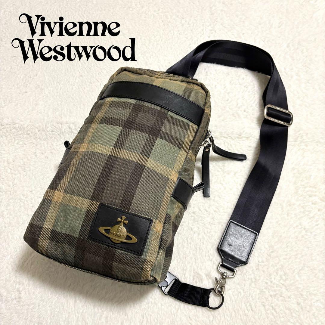 ヴィヴィアンウエストウッド キャンバス×レザー ワンショルダー ボディーバッグ Vivienne Westwood ヴィヴィアンウエストウッド バッグ 国内発送