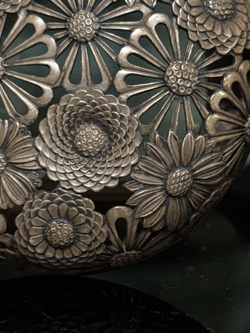 超絶技巧 金工師 在銘 純銀 火屋付 嘉光 造 青磁 輪線